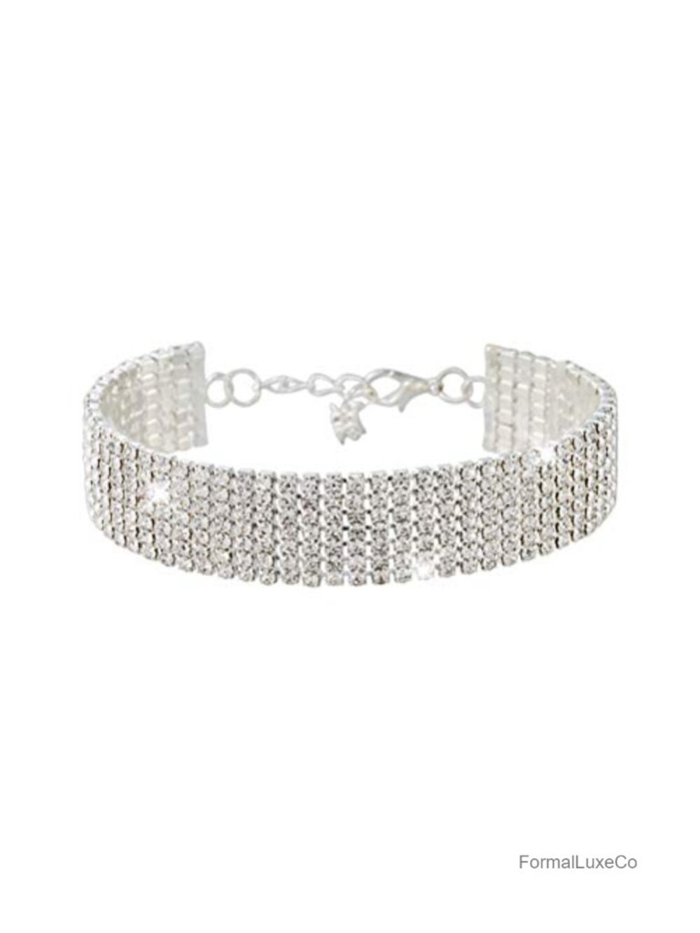 Crystal Rhinestone Adjustable Charm Bracelet Bangle Bridesmaid Silver Plated